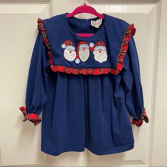 Saving Grace Smocked Santa Blouse - Picture 1 of 10